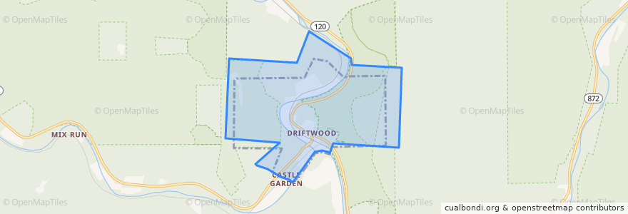 Mapa de ubicacion de Driftwood.