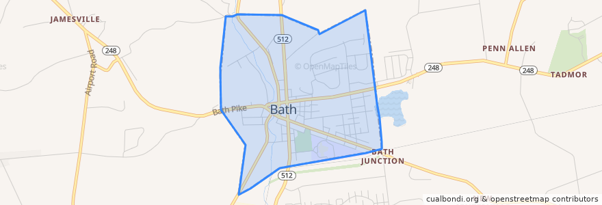 Mapa de ubicacion de Bath.