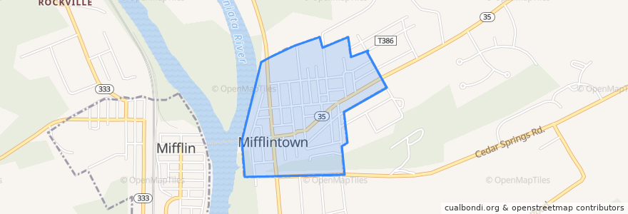 Mapa de ubicacion de Mifflintown.