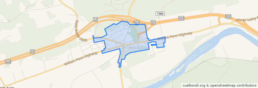 Mapa de ubicacion de Thompsontown.