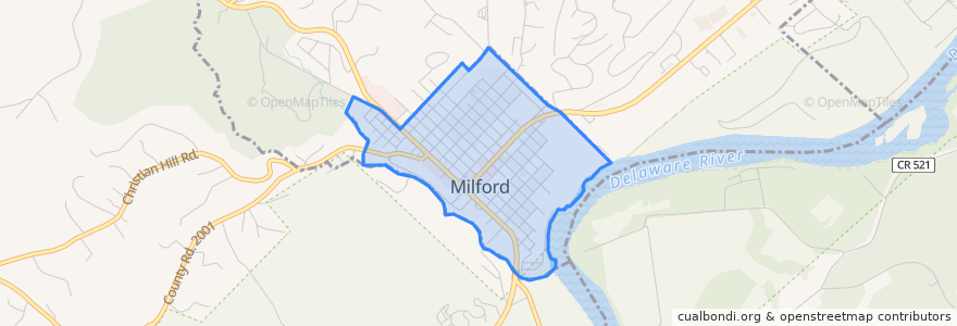Mapa de ubicacion de Milford.