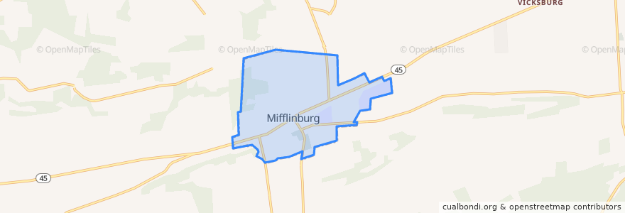 Mapa de ubicacion de Mifflinburg.