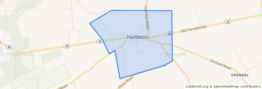 Mapa de ubicacion de Hartleton.