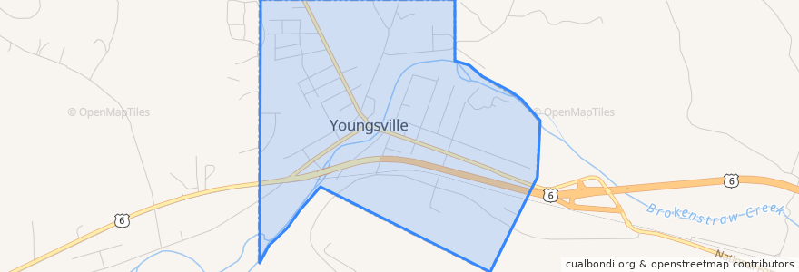 Mapa de ubicacion de Youngsville.
