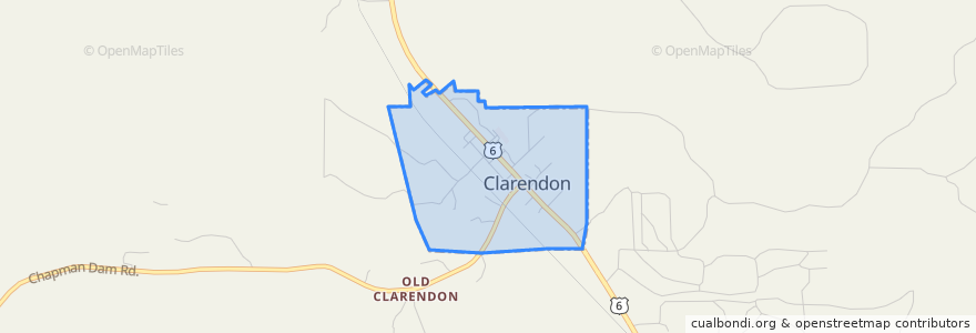 Mapa de ubicacion de Clarendon.