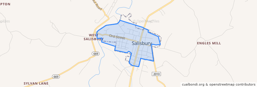 Mapa de ubicacion de Salisbury.