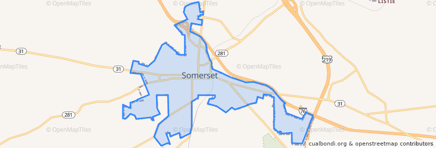 Mapa de ubicacion de Somerset.