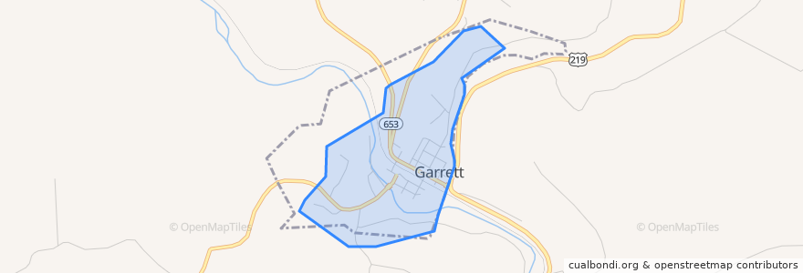 Mapa de ubicacion de Garrett.