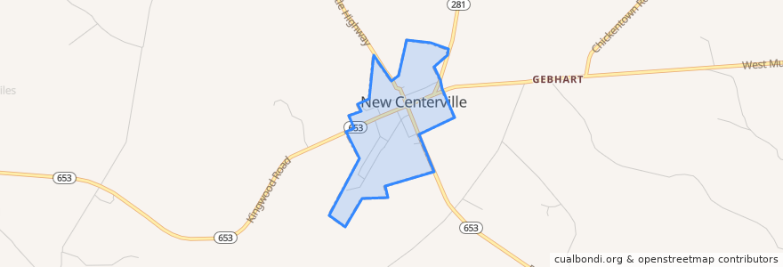 Mapa de ubicacion de New Centerville.