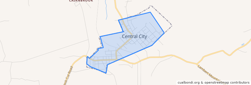 Mapa de ubicacion de Central City.