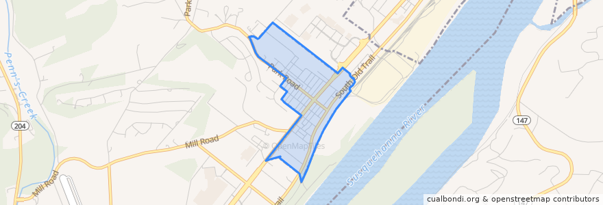 Mapa de ubicacion de Hummels Wharf.