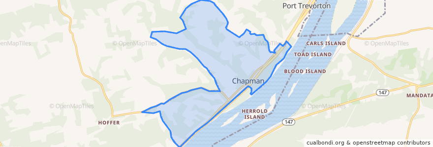 Mapa de ubicacion de Port Trevorton.