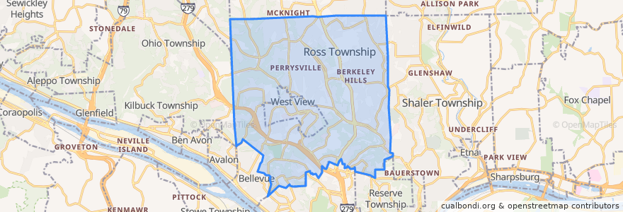 Mapa de ubicacion de Ross Township.