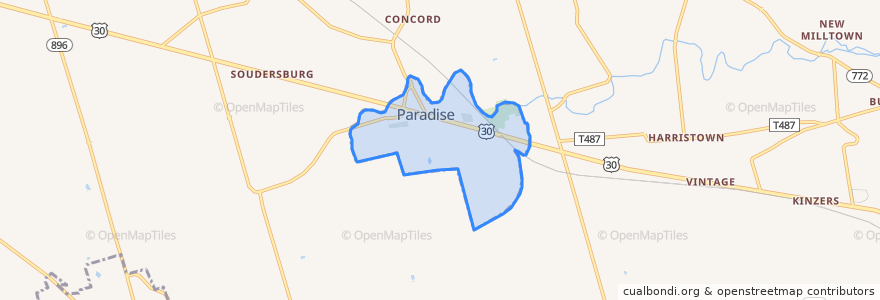Mapa de ubicacion de Paradise.