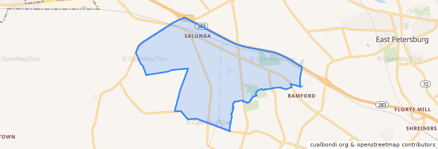 Mapa de ubicacion de Salunga-Landisville.