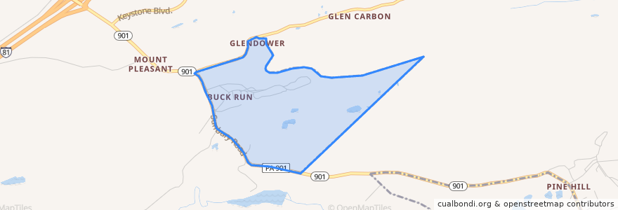 Mapa de ubicacion de Buck Run.