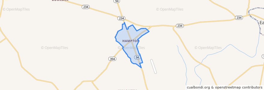 Mapa de ubicacion de Hampton.