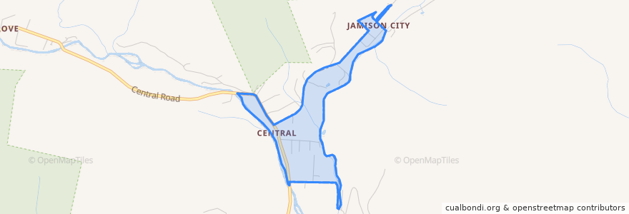 Mapa de ubicacion de Jamison City.