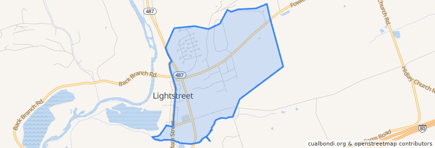 Mapa de ubicacion de Lightstreet.