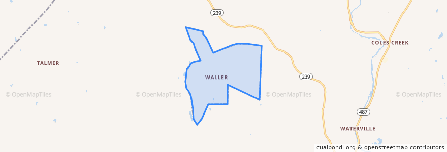 Mapa de ubicacion de Waller.