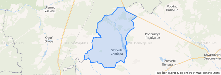 Mapa de ubicacion de сельское поселение Село Слобода.