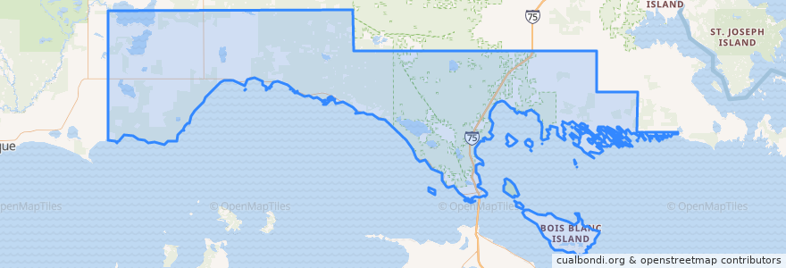 Mapa de ubicacion de Mackinac County.