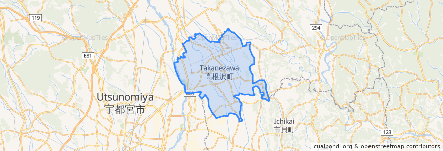 Mapa de ubicacion de 高根沢町.