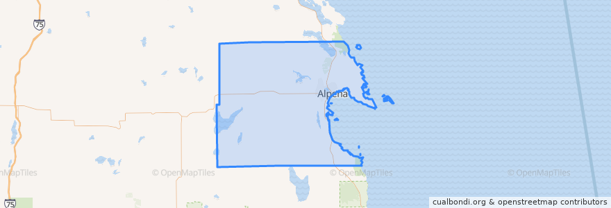 Mapa de ubicacion de Alpena County.