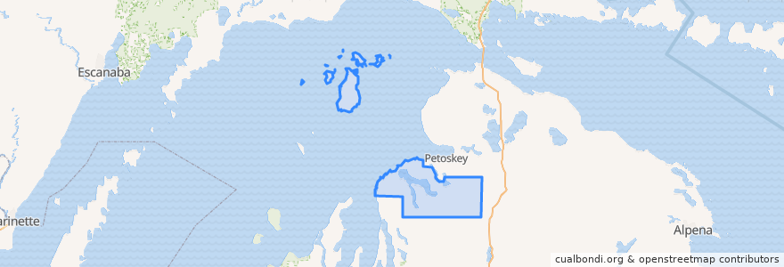 Mapa de ubicacion de Charlevoix County.