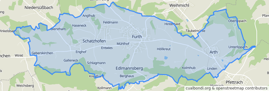 Mapa de ubicacion de Furth.