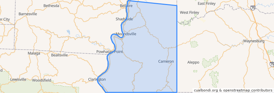 Mapa de ubicacion de Marshall County.
