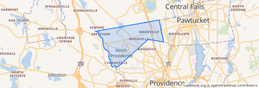 Mapa de ubicacion de North Providence.