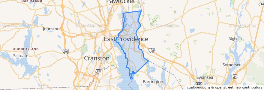 Mapa de ubicacion de East Providence.