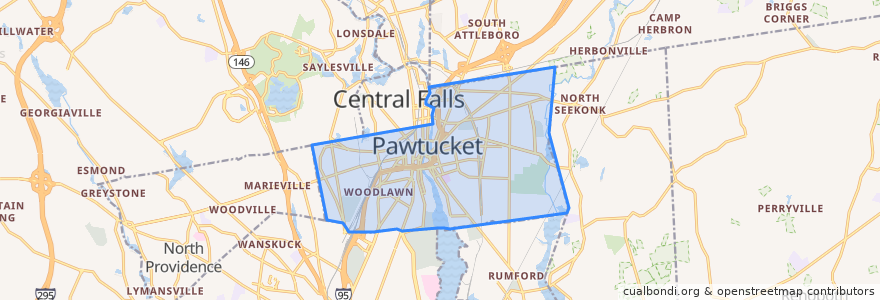Mapa de ubicacion de Pawtucket.