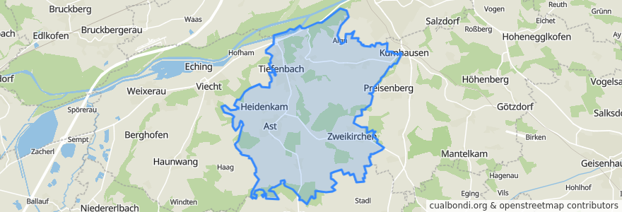 Mapa de ubicacion de Tiefenbach.