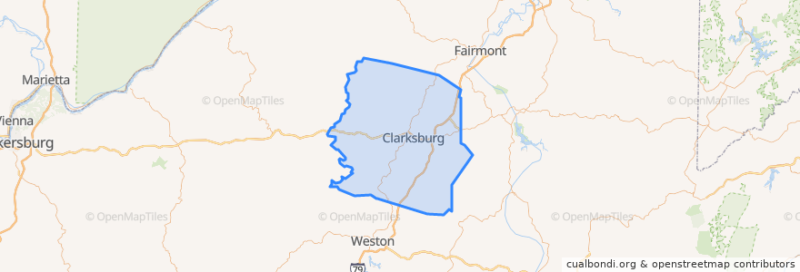 Mapa de ubicacion de Harrison County.