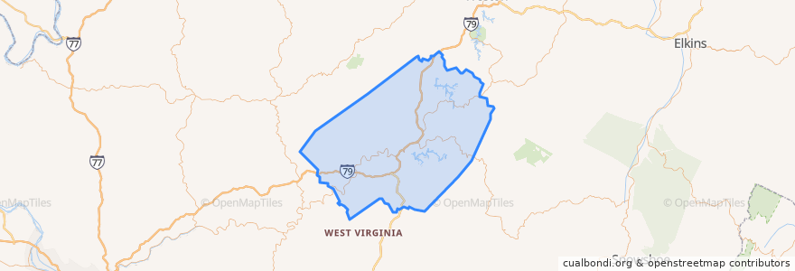 Mapa de ubicacion de Braxton County.