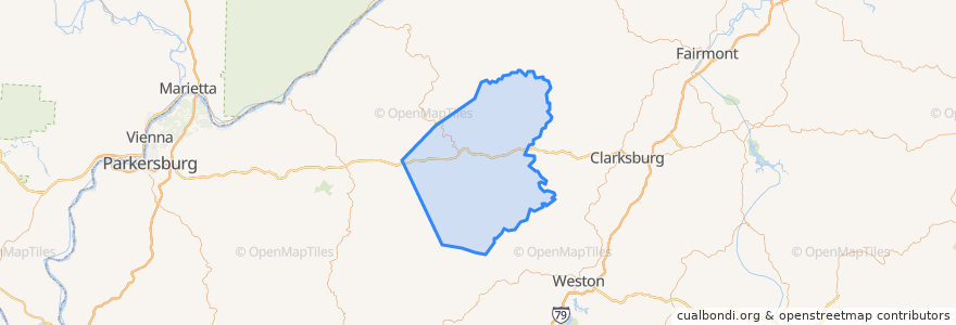Mapa de ubicacion de Doddridge County.