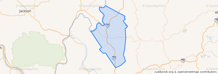 Mapa de ubicacion de Jackson County.