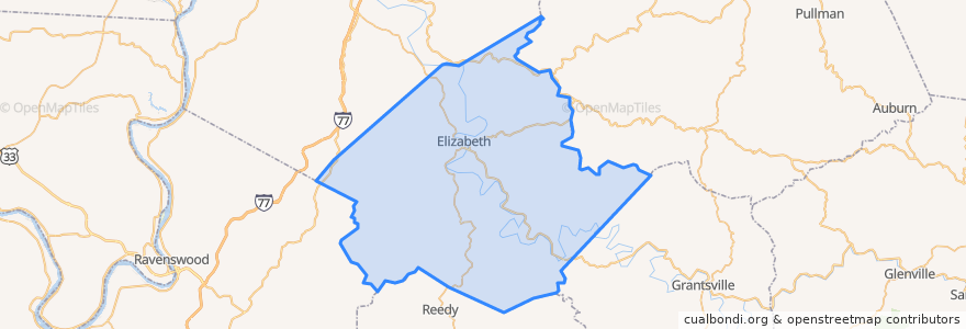 Mapa de ubicacion de Wirt County.