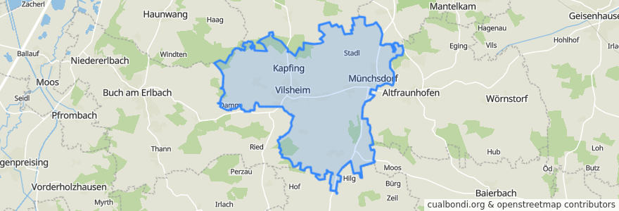 Mapa de ubicacion de Vilsheim.