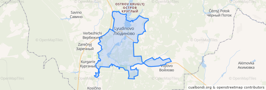 Mapa de ubicacion de городское поселение Людиново.