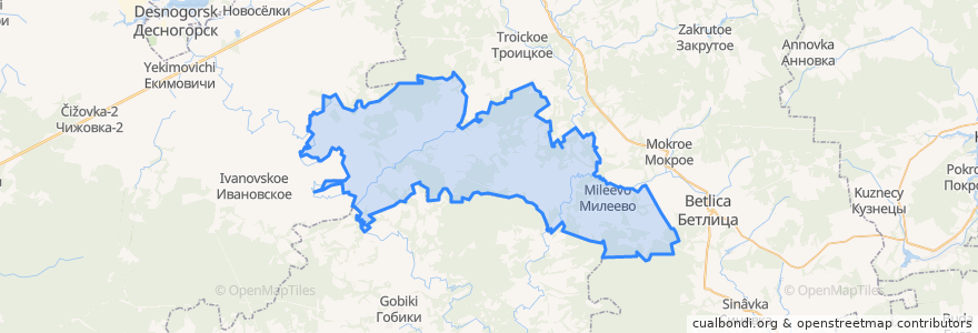 Mapa de ubicacion de сельское поселение Деревня Высокое.