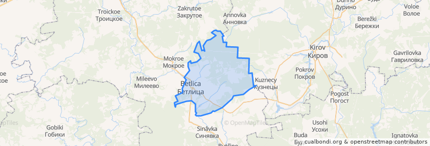 Mapa de ubicacion de сельское поселение Бетлица.