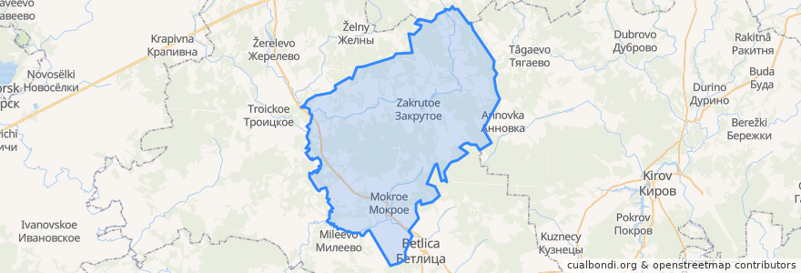 Mapa de ubicacion de сельское поселение Село Мокрое.