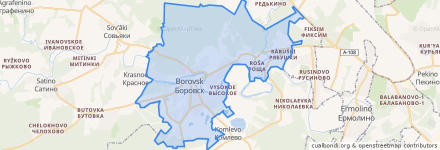 Mapa de ubicacion de городское поселение Боровск.