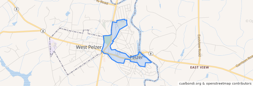 Mapa de ubicacion de Pelzer.