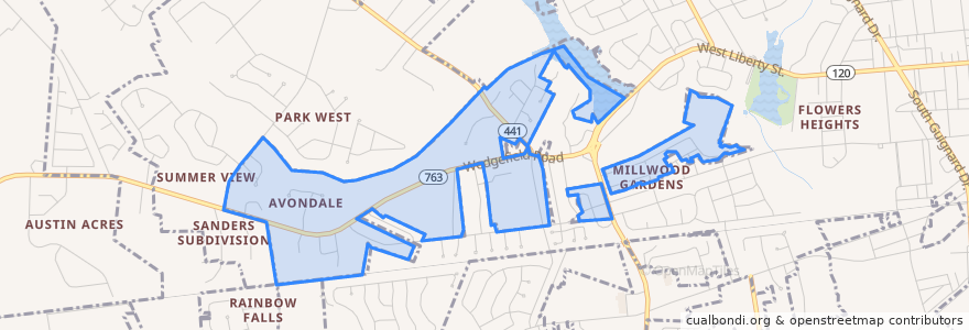Mapa de ubicacion de Millwood.