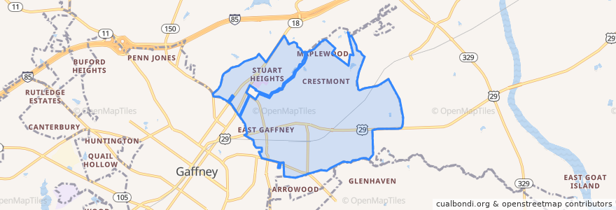 Mapa de ubicacion de East Gaffney.