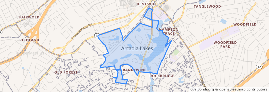 Mapa de ubicacion de Arcadia Lakes.